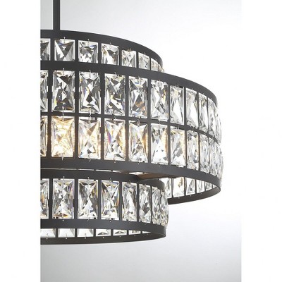 Renzo Matte Black Crystal Drum 4-Light Pendant