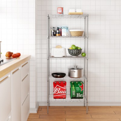 Chrome 5-Tier Adjustable Metal Wire Shelving Unit