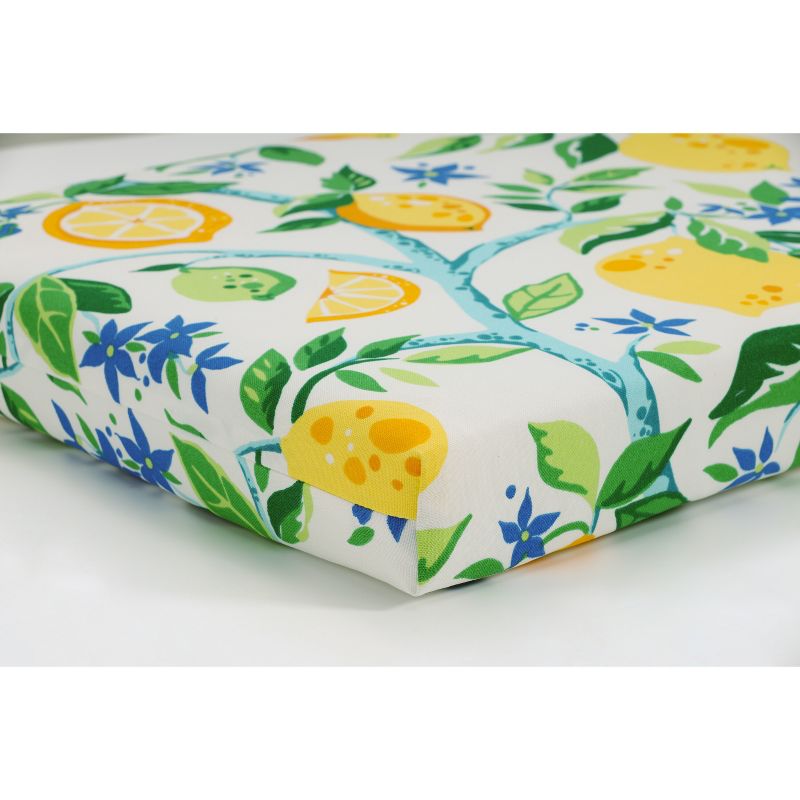 2pk Outdoor/Indoor Squared Chair Pad Set Lemon Tree Yellow - Pillow Perfect, 3 of 7