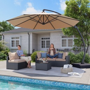 Aoxun 11FT Cantilever Patio Umbrella with Base, 360° Rotating Offset Umbrella, Windproof Heavy Duty Frame for Outdoor, Pool, Deck, Garden - 1 of 4