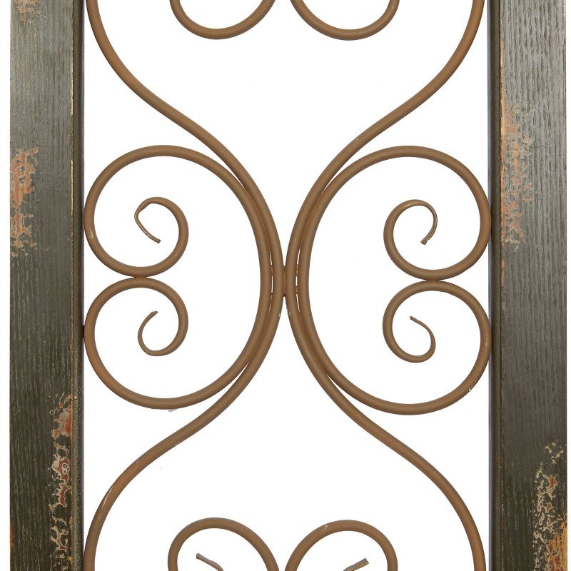 Wood Scroll Arched Window Inspired Wall Decor with Metal Scrollwork Relief Brown - Olivia &#38; May, 3 of 9
