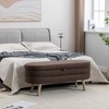 Velvet Fabric Storage Bench Bedroom Bench With Wood Legs For Living Room Bedroom Indoor,Ivory - 2 of 4