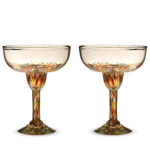 Segunda Vida Artistico Margarita Bar Glasses, Mexican Margarita Glasses Set Home Cocktail Bar Gifts, 100% Recycled Glass, Multicolor 10oz Set of 2 - 1 of 4