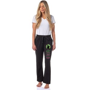 Wicked Women's Movie Film Elphaba Silhouette Logo Pajama Pants For Adults Black - 1 of 4