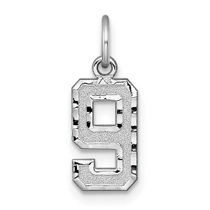 Black Bow Jewelry 14k White Gold, Varsity Collection, Small D/C Pendant, Number 9 - 1 of 4