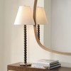 Uttermost Gallus Wood Spheres Table Lamp – Stacked Walnut-Finished Base with Brass Accents and White Linen Shade, 34” High - 2 of 4