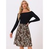 INSPIRE CHIC Women's Ruffle Hem Elastic Waist Flowy A-Line Swing Floral Midi Skirt - 2 of 4