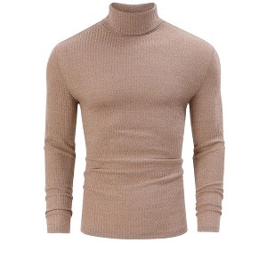 BLUEMING Men's Turtle Neck Sweater Tops Knitted Rib Textured Mens Basic Tops Lightweight Thermal Base Layer - 1 of 4