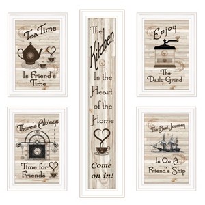 Kitchen Friendship Collection 5-Piece Vignette By Trendy Decor 4U, White Frame - 1 of 3