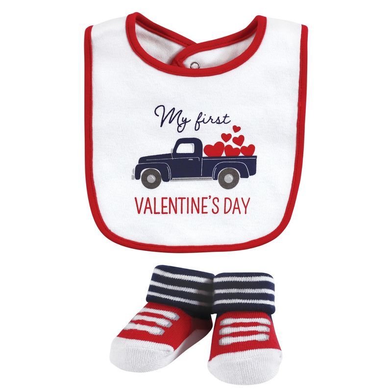 Hudson Baby Infant Boy Cotton Bib and Sock Set, Valentine Truck, One Size, 4 of 7