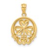 Black Bow Jewelry 14k Yellow Gold & White Rhodium Two Tone Claddagh and Shamrock Pendant - 3 of 4
