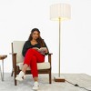 Minimalist Marble Base Floor Lamp – Slim Dark Brown & White Profile with Neutral Shade, 110V Plug-In for Contemporary Living Room & Bedroom Ambience - 4 of 4