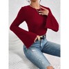 Women's Elegant Blouses Sweater Knit Top Crew Neck T - Shirt with Bell Sleeves - 2 of 4