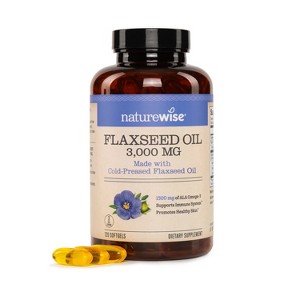 NatureWise Flaxseed Oil Fish Free Omega 3 6 9 with ALA - Made With Organic Flaxseed Oil - Cold Pressed, Non-GMO - 1 of 4
