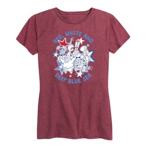 Women's - SpongeBob SquarePants - Red, White, and Deep Blue Sea Short Sleeve Graphic T-Shirt - 1 of 4