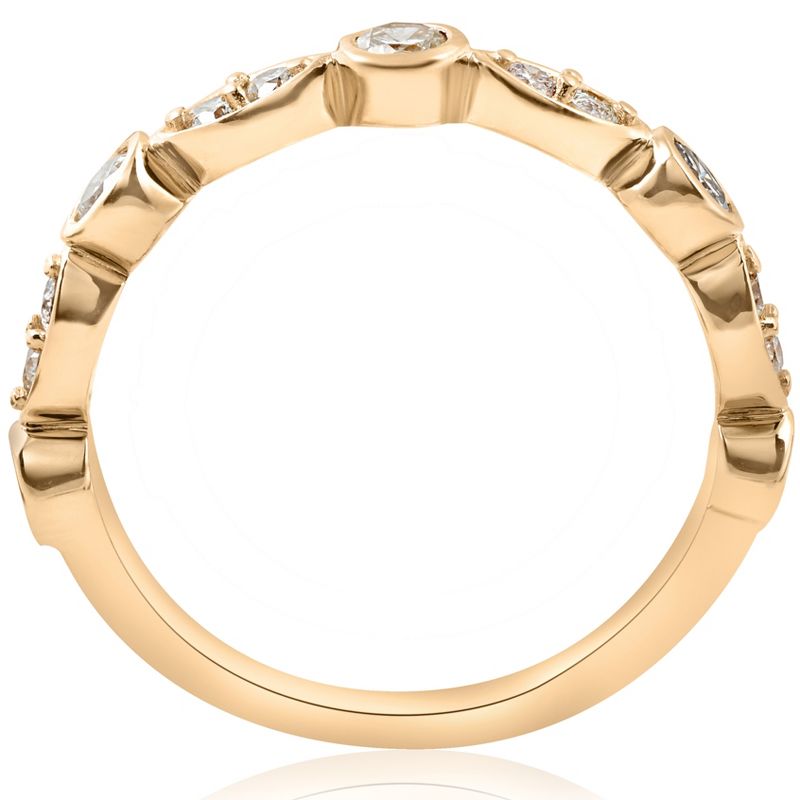 Pompeii3 1/2ct Diamond Wedding Ring 14k Yellow Gold Stackable Bezel 3/4 Eternity Band - Size 4.5, 3 of 5