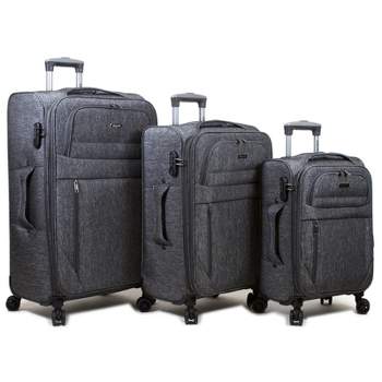 Dejuno Aurora Lightweight Denim 3-Piece Spinner Luggage Set - Black