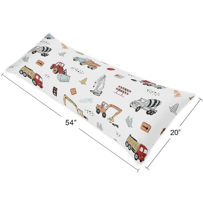 Multicolor Construction Truck Boys' Body Pillowcase in Brushed Microfiber