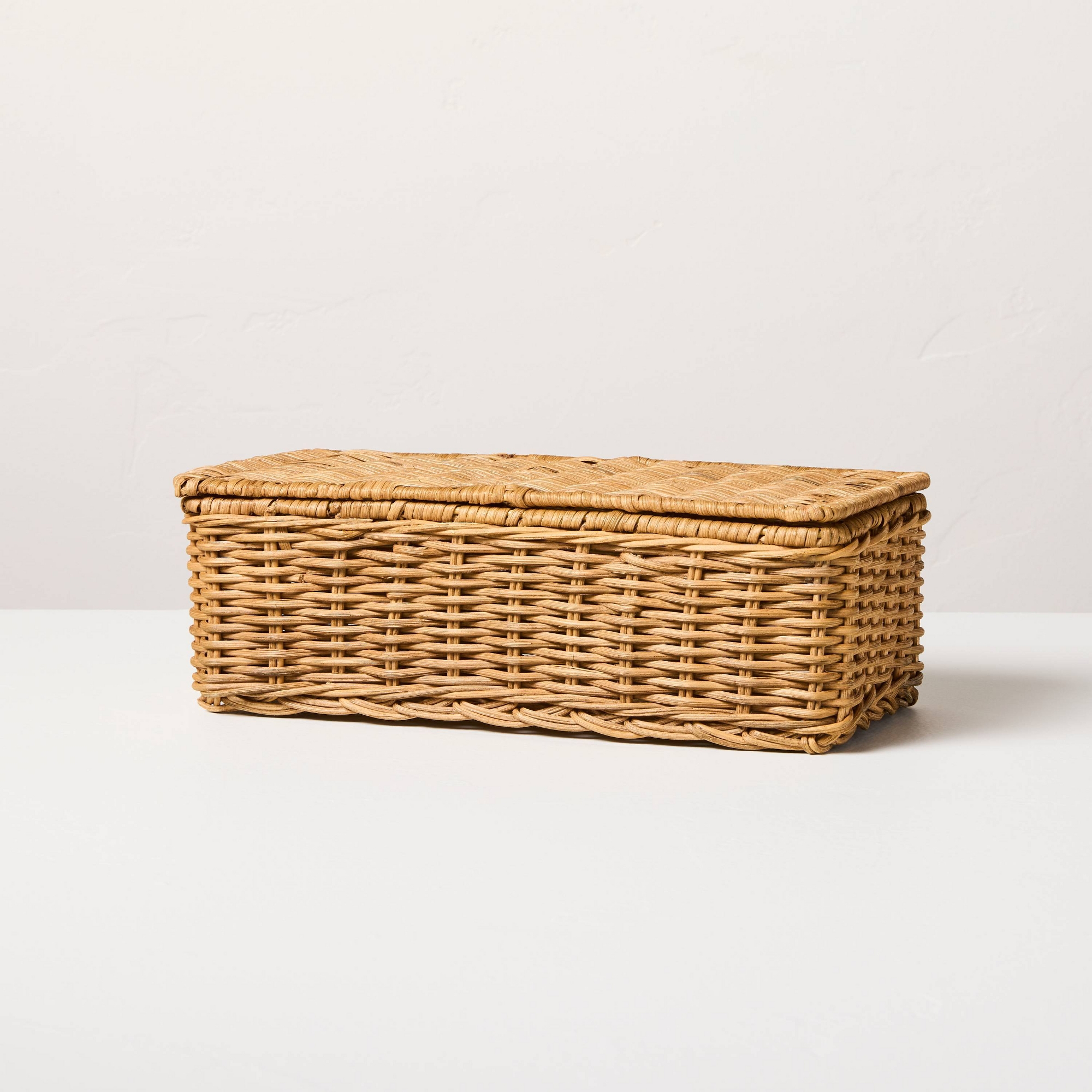 Small Rattan Storage Basket with Lid - Hearth & Hand™ with Magnolia
