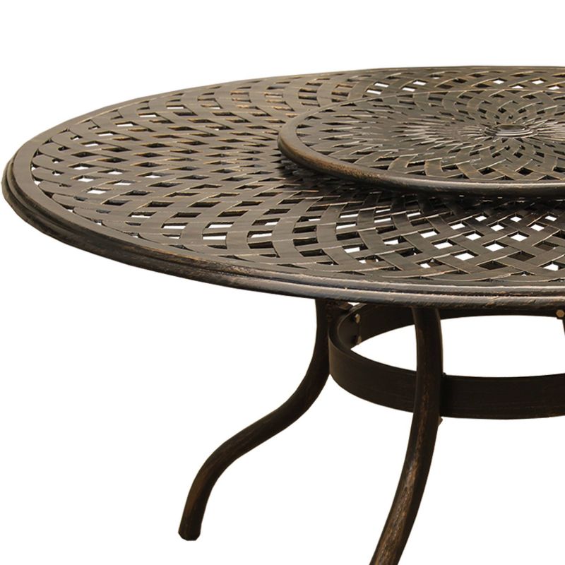 59&#34; Contemporary Modern Mesh Lattice Aluminum Round Dining Table with Lazy Susan - Bronze - Oakland Living, 5 of 8