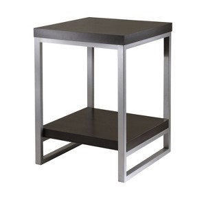 Jared End Table, Enamel Steel Tube - Dark Espresso - Winsome: 24" High, Contemporary Style, Printer Stand, Metal Frame - 1 of 4