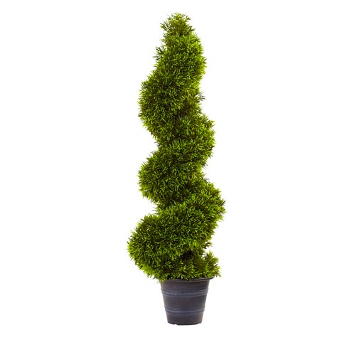 Nearly Natural 3-ft Grass Spiral Topiary with Deco Planter - image 1 of 4