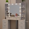 GDFStudio Fina Modern Mirror Vanity Table with Lights, Charging Station, 7 Drawers and Open Shelves - 3 of 4