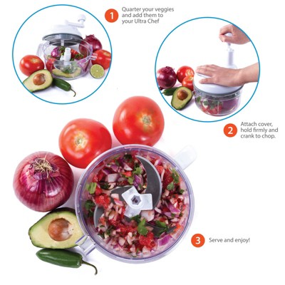 Ultra Chef Express 7-in-1 Manual Food Processor with Attachments
