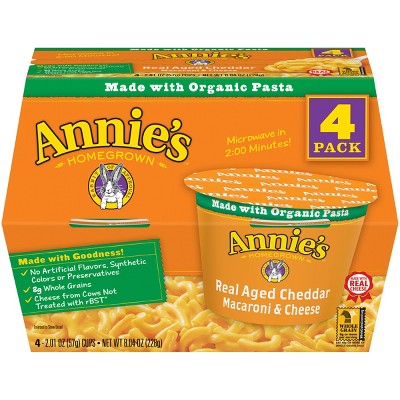 Annie's Real Aged Cheddar Single Serving Microwavable Macaroni & Cheese Cup - 8.04oz/4ct