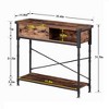 VECELO Vintage Console Side Table with Drawer, Hallway Foyer Table with Rectangle Shelves, 31.5 in. H Sofa Table, Brown - 3 of 4