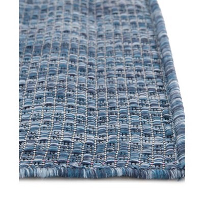 Navy Blue Square Synthetic Outdoor Flatweave Rug