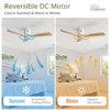 Sofucor 52'' Ceiling Fan Without Lights Modern Flush Mount Ceiling Fan No Light with Remote Control 3 Wood Blades for Bedroom/Farmhouse/Patio/Indoor - 2 of 4