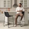 Grungis Faux Leather Bar Stools Set of 2,Counter Stools with Metal Legs and Footrest,Armless Dining Chairs for Kitchen Island,Home Pub - 2 of 4
