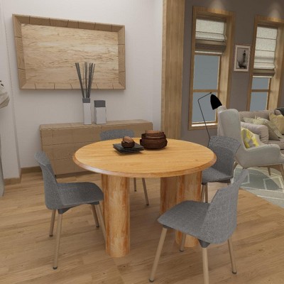 Royal Hampton Dining Table, 48 Inch Round Top, Mango Wood, 4 Column Pillar Legs -