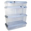 Hefty 113 Qt. Clear Plastic Storage Bin with Blue Hi-Rise Lid