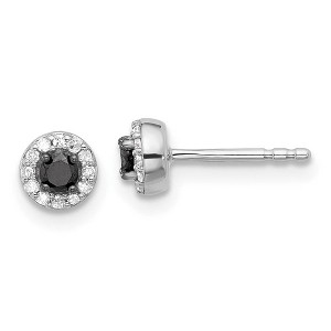 Black Bow Jewelry Black & White Diamond Tiny 5mm Circle Post Earrings in Sterling Silver - 1 of 4