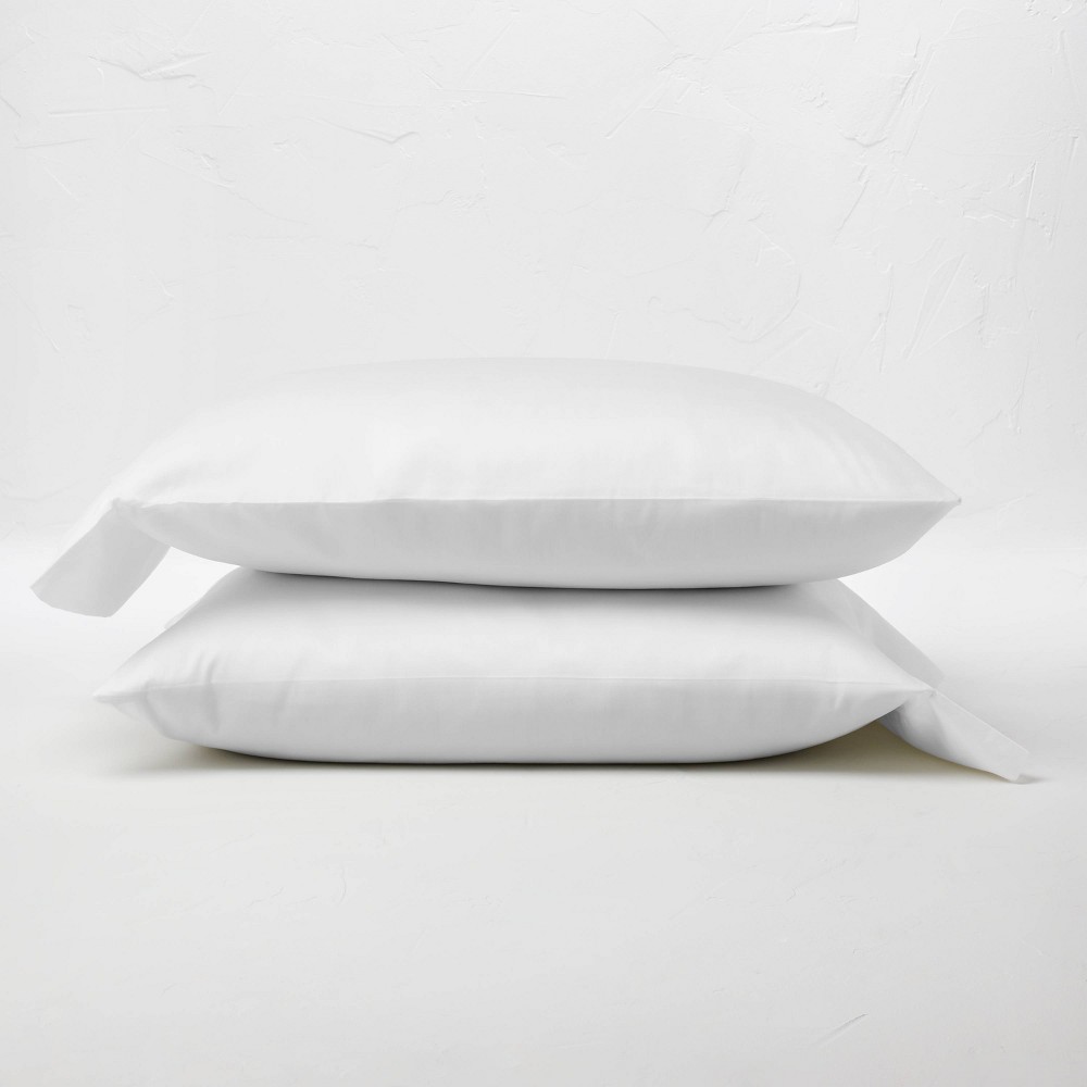 Standard 300 Thread Count Temperature Regulating Solid Pillowcase Set White - Casaluna
