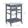 GlasFlength Kitchen Carts and Islands Modern Rolling Kitchen Cart with Spacious Storage for Kitchen, Gray,30”*15.75”*33.55" - 2 of 4