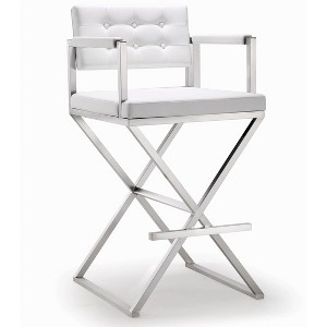 TOV Furniture Director Performance Vegan Leather Stool with Silver Base - 1 of 4