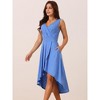 INSPIRE CHIC Women's Sleeveless High Low Wrap V Neck Midi Knit Pleated Flowy Dress with Pockets - 2 of 4