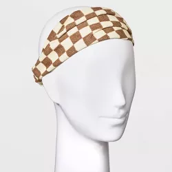 Checkerboard Print Corduroy Soft Headwrap - Universal Thread™ Beige/Ivory