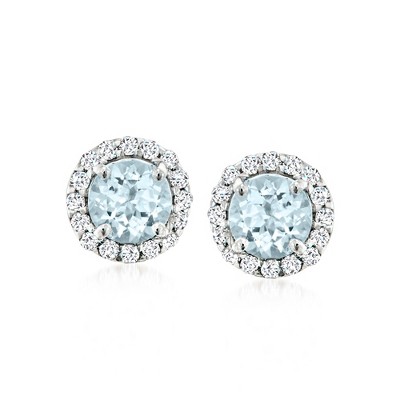 Ross-Simons 1.00 ct. t.w. Aquamarine and .19 ct. t.w. Diamond Earrings in Platinum