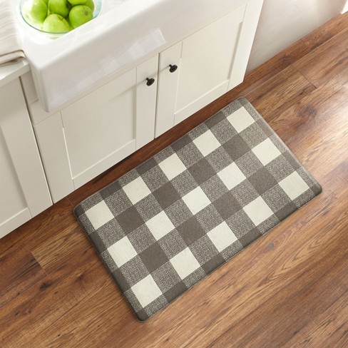 Kitchen Mat Anti Fatigue Cushioned Black 17.3'' x  28''-1/2 inch Buffalo Plaid