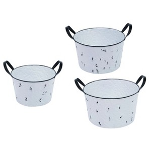 Transpac Metal 11 in. Off-White Spring Filigree Buckets Set of 3 - 1 of 2