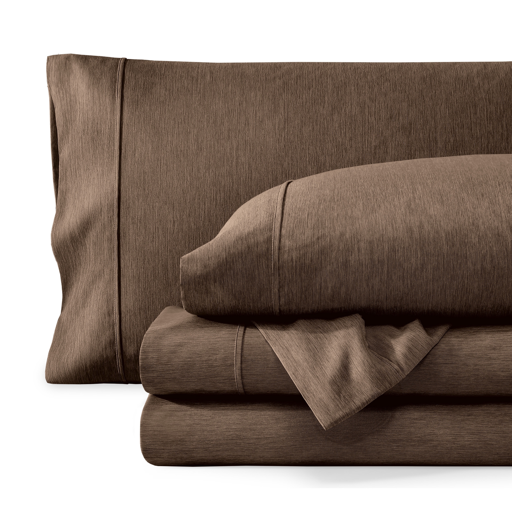 4 Piece Ultra Soft Easy Care Heathered Sheet Set by Bare Home - Queen, Heathered Taupe