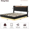 Full/Queen/King Size Floating Bed Frame w/ Lights and Storage Headboard, Full/Queen/King Upholstered Metal Platform Bed with Charging Station - 2 of 4