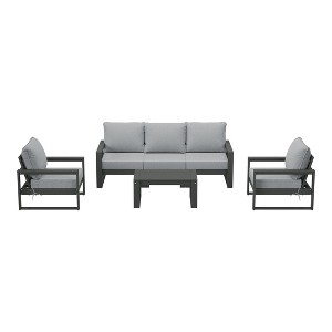 WestinTrends Montara 6-Piece Modern HDPE Outdoor Patio Furniture Sofa Conversation Set with Coffee Table - 1 of 4