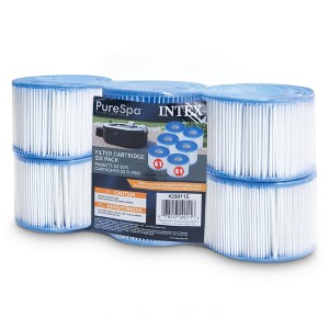 Intex 29011E Type S1 PureSpa Easy Set Pool Spa Hot Tub Filter Replacement Cartridges (6 Filters), Blue and White - 1 of 4