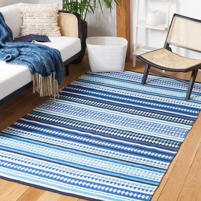Coastal Breeze Blue Handwoven Cotton 8' x 10' Area Rug
