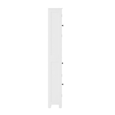White Engineered Wood Bathroom Linen Tower with Adjustable Shelves